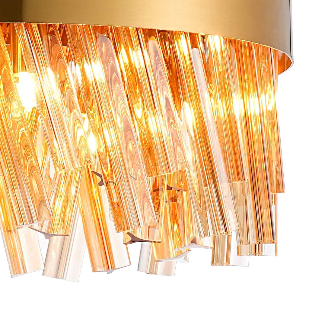 NL9498BR/AM9 Kaffer 10 Light Round Pendant Brass Amber