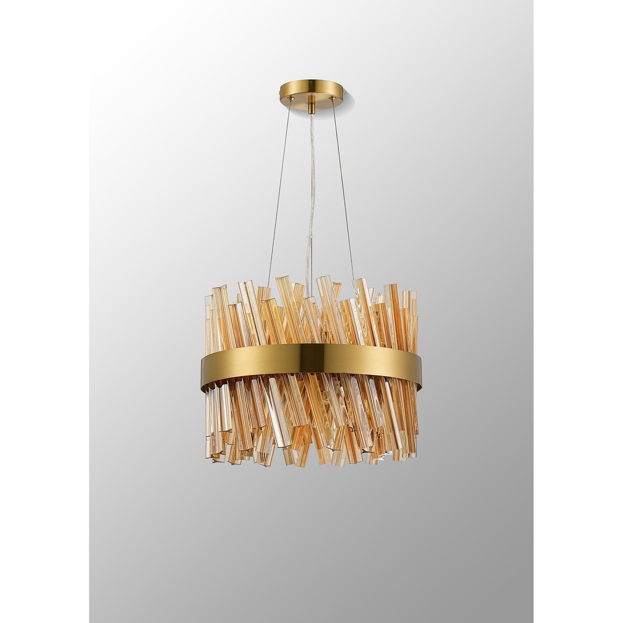 NL9498BR/AM9 Kaffer 10 Light Round Pendant Brass Amber