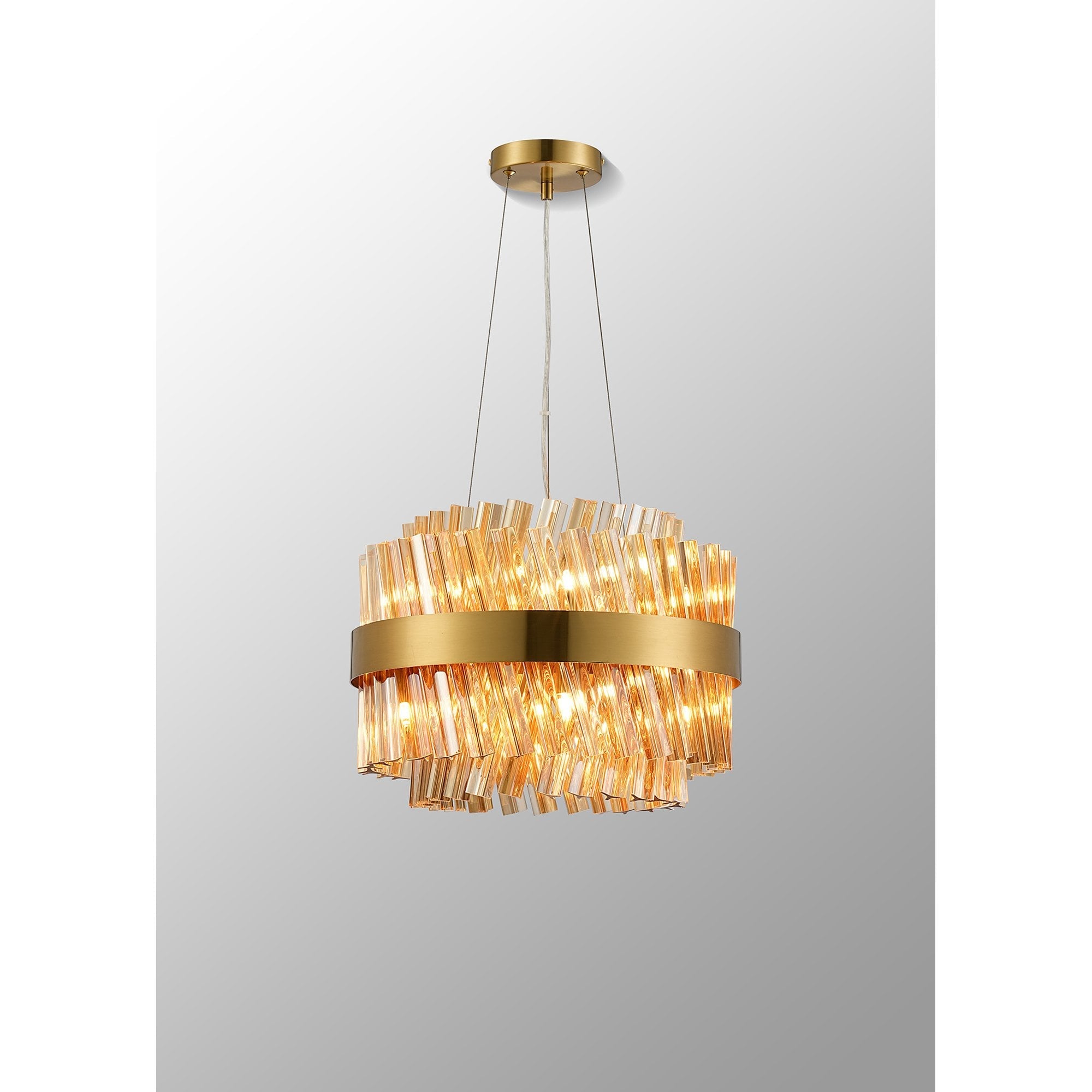 NL9498BR/AM9 Kaffer 10 Light Round Pendant Brass Amber