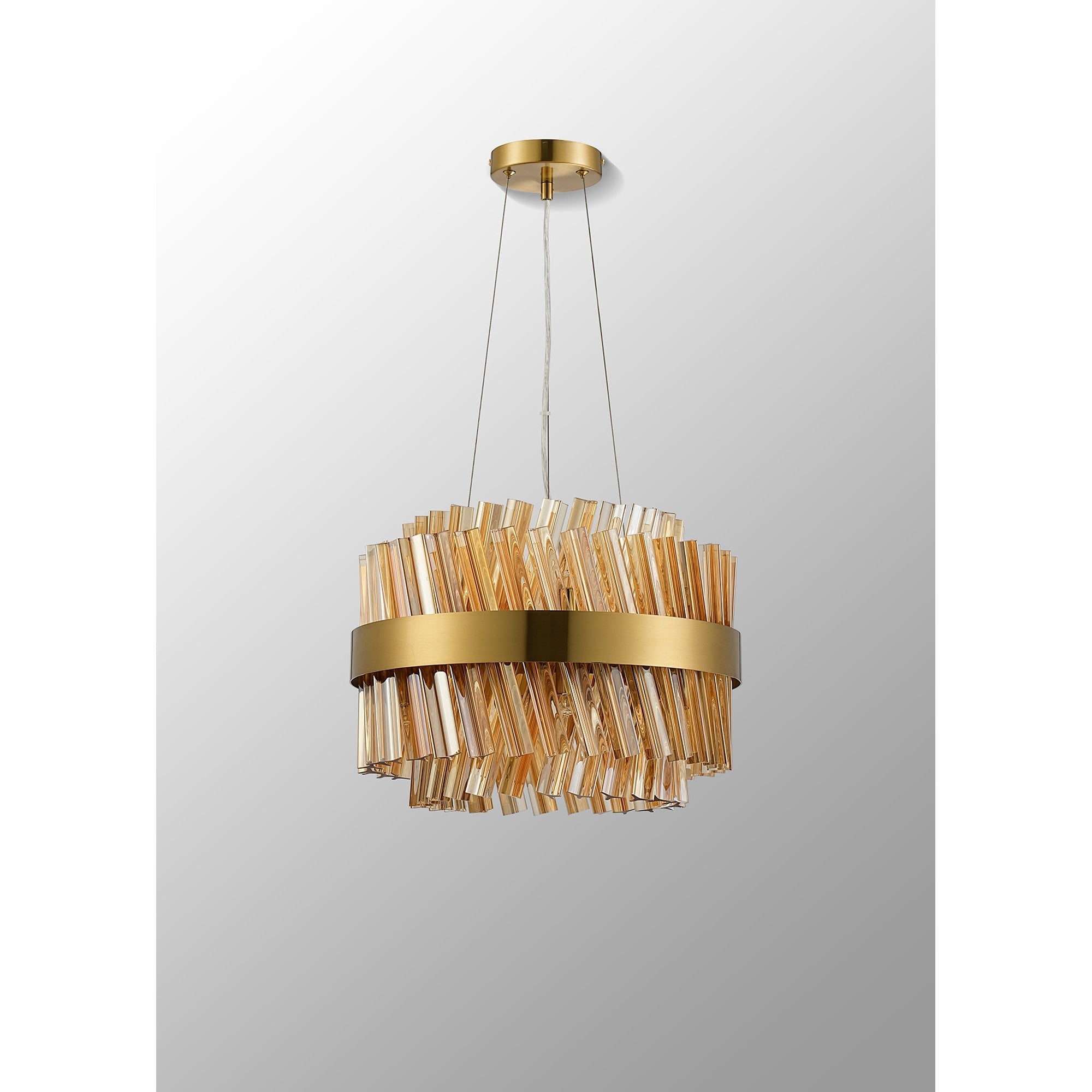NL9498BR/AM9 Kaffer 10 Light Round Pendant Brass Amber
