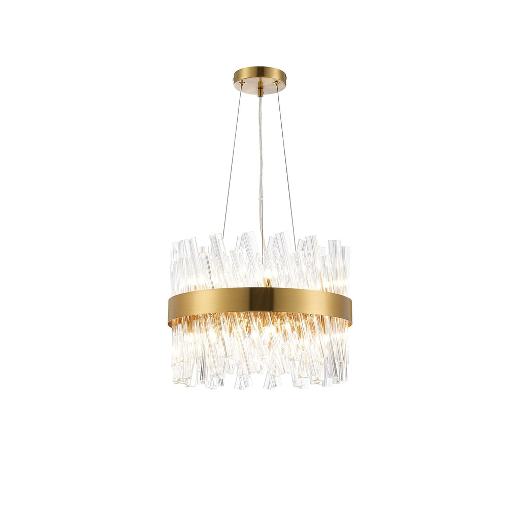NL9498BR/CL9 Kaffer 10 Light Round Pendant Brass Clear