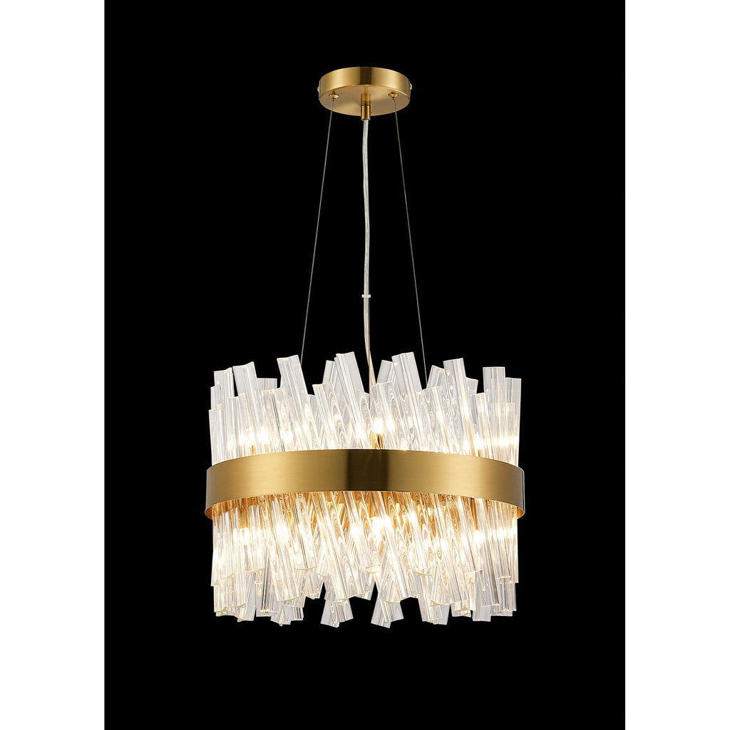 NL9498BR/CL9 Kaffer 10 Light Round Pendant Brass Clear