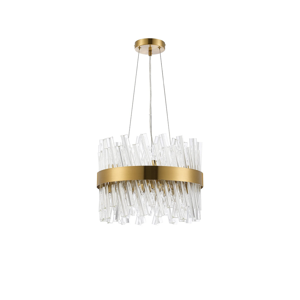 NL9498BR/CL9 Kaffer 10 Light Round Pendant Brass Clear