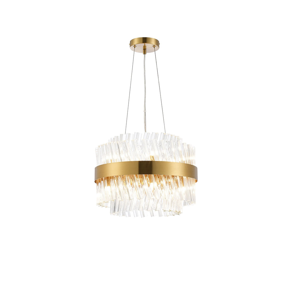 NL9498BR/CL9 Kaffer 10 Light Round Pendant Brass Clear