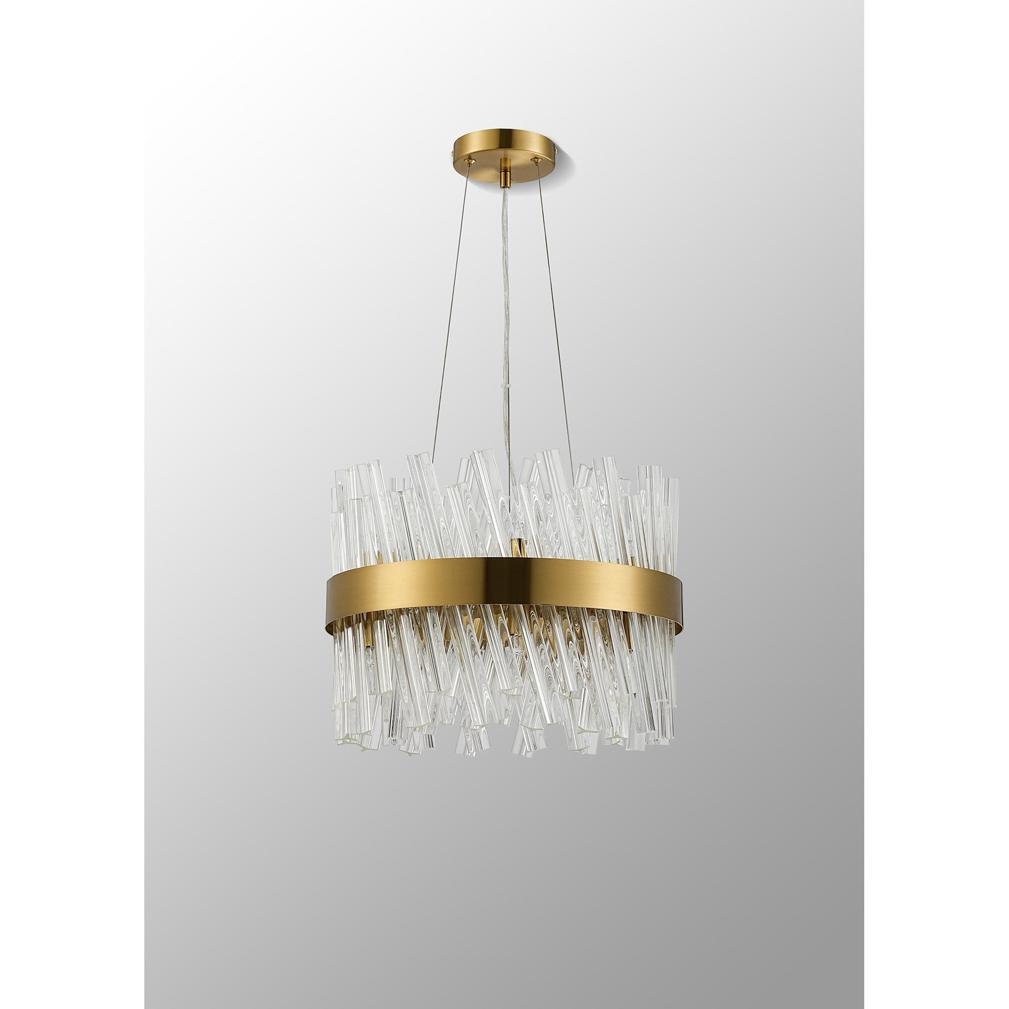 NL9498BR/CL9 Kaffer 10 Light Round Pendant Brass Clear