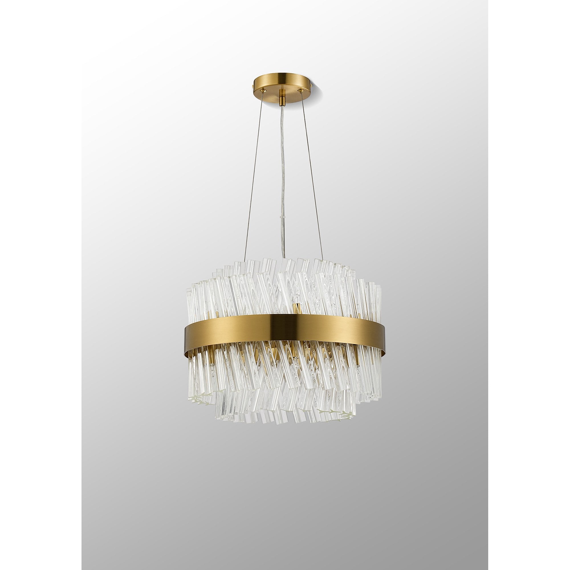 NL9498BR/CL9 Kaffer 10 Light Round Pendant Brass Clear