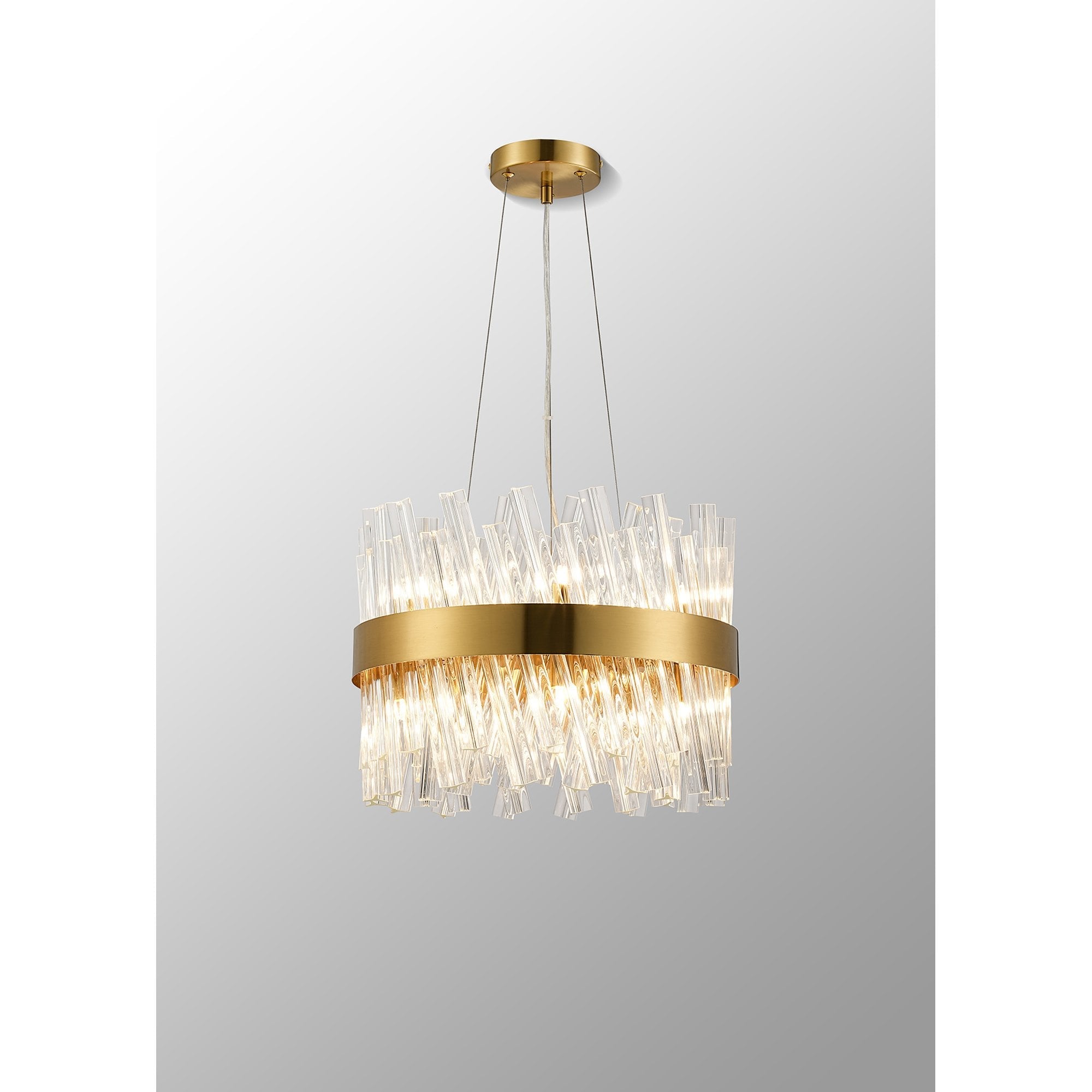 NL9498BR/CL9 Kaffer 10 Light Round Pendant Brass Clear