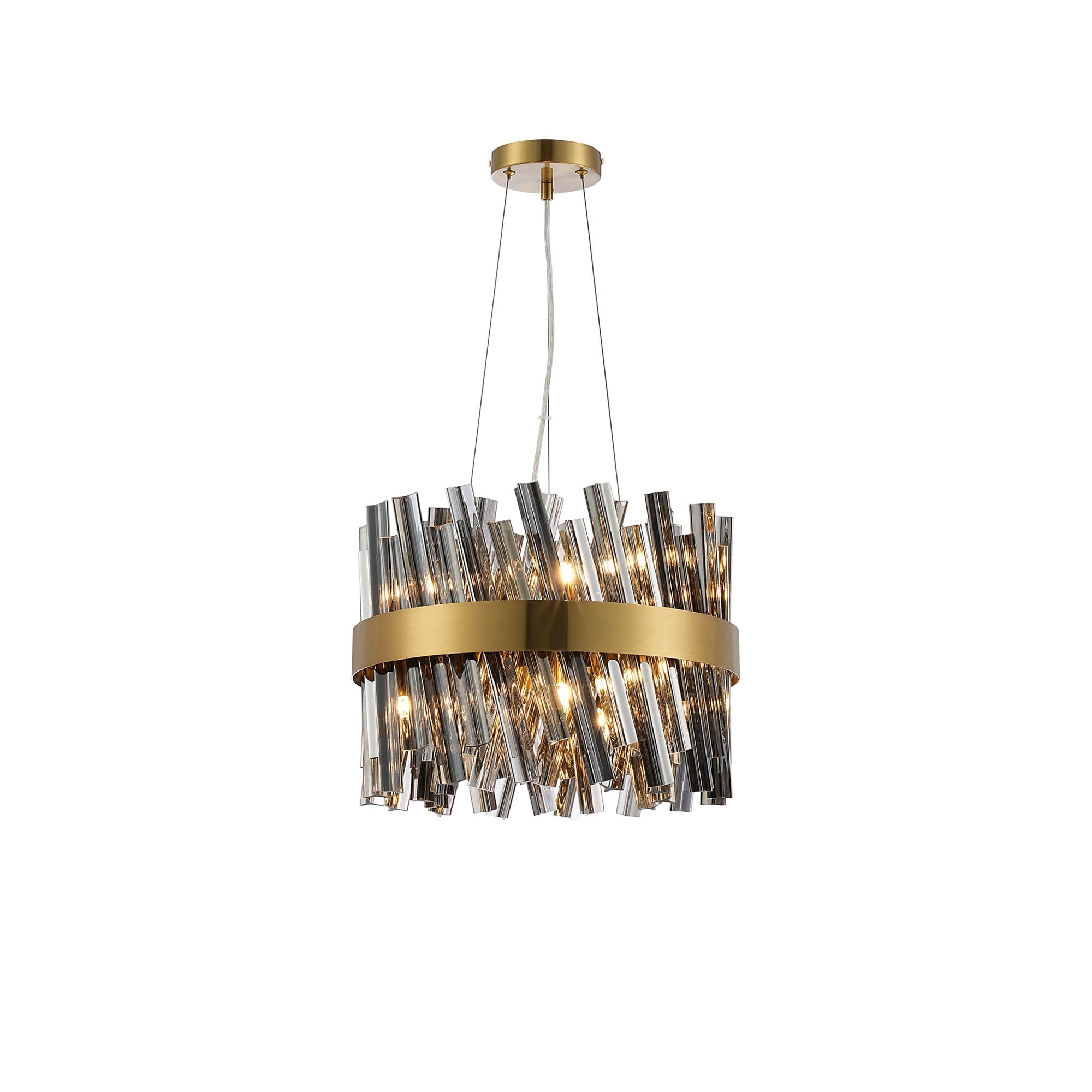 NL9498BR/SM9 Kaffer 10 Light Round Pendant Brass Smoke