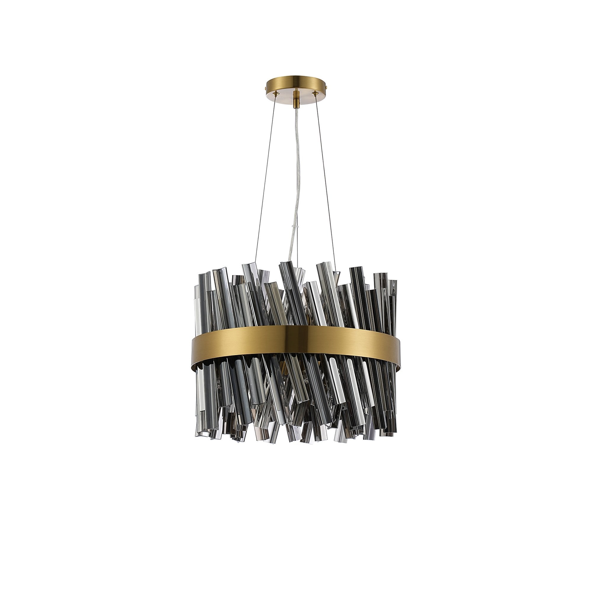 NL9498BR/SM9 Kaffer 10 Light Round Pendant Brass Smoke