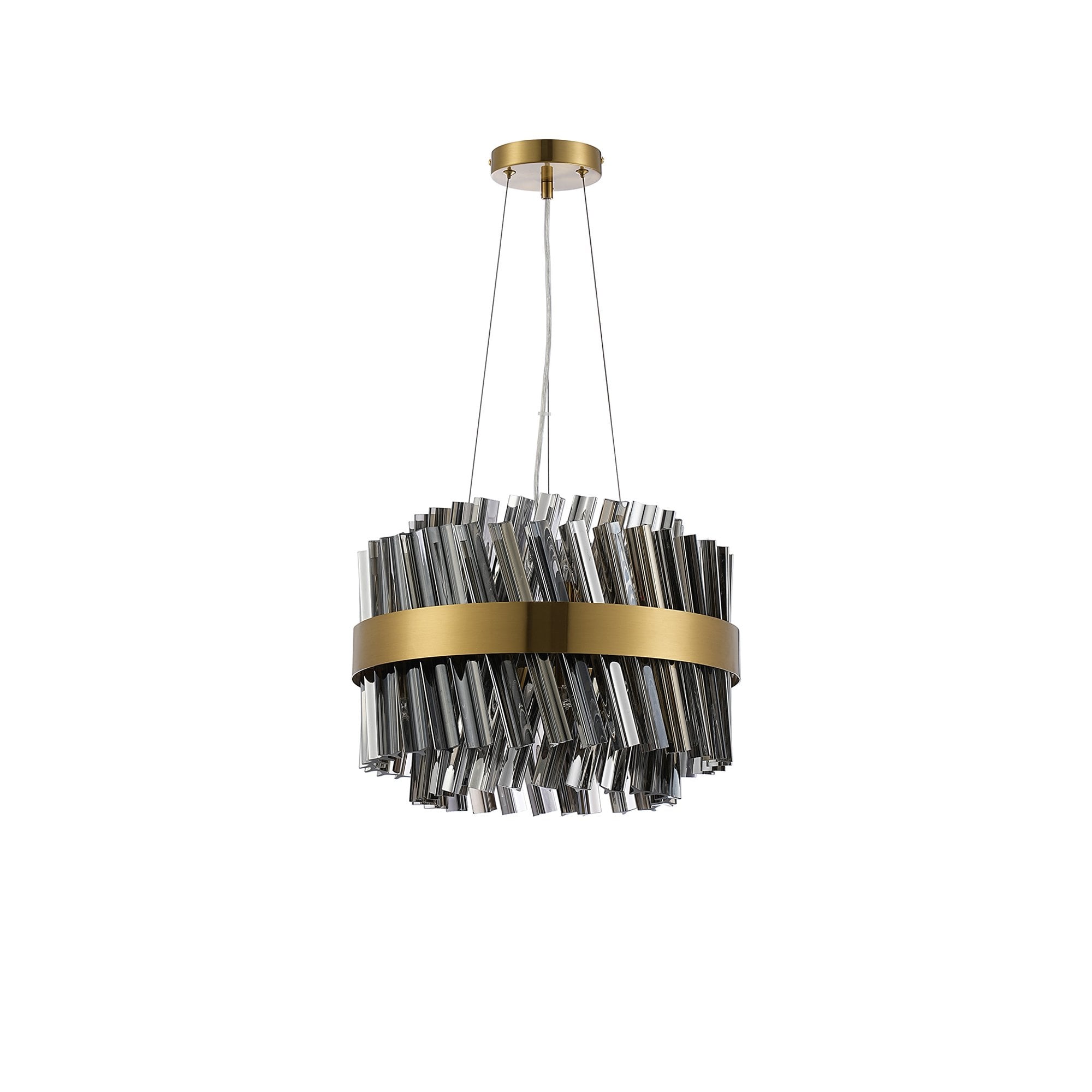 NL9498BR/SM9 Kaffer 10 Light Round Pendant Brass Smoke