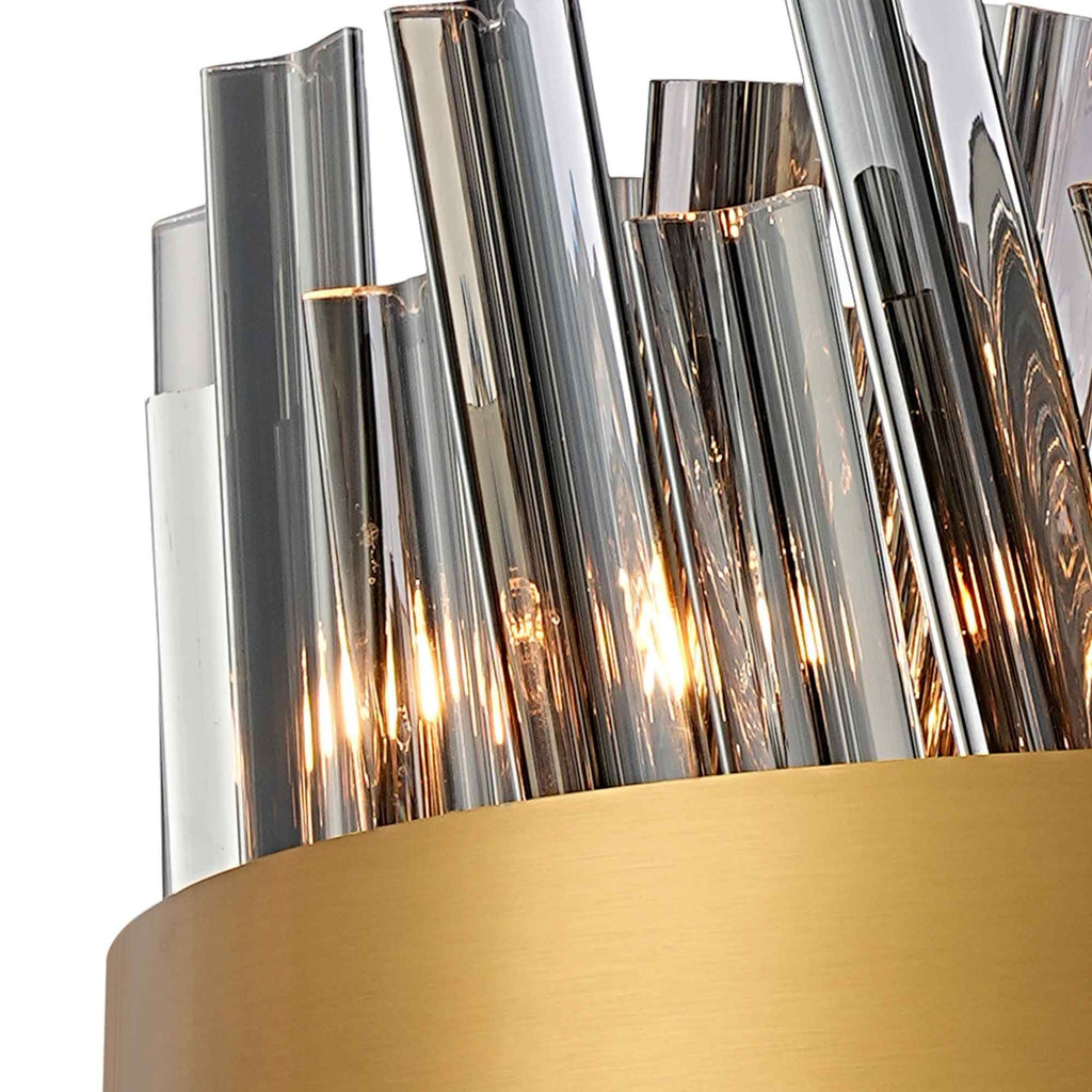 NL9498BR/SM9 Kaffer 10 Light Round Pendant Brass Smoke