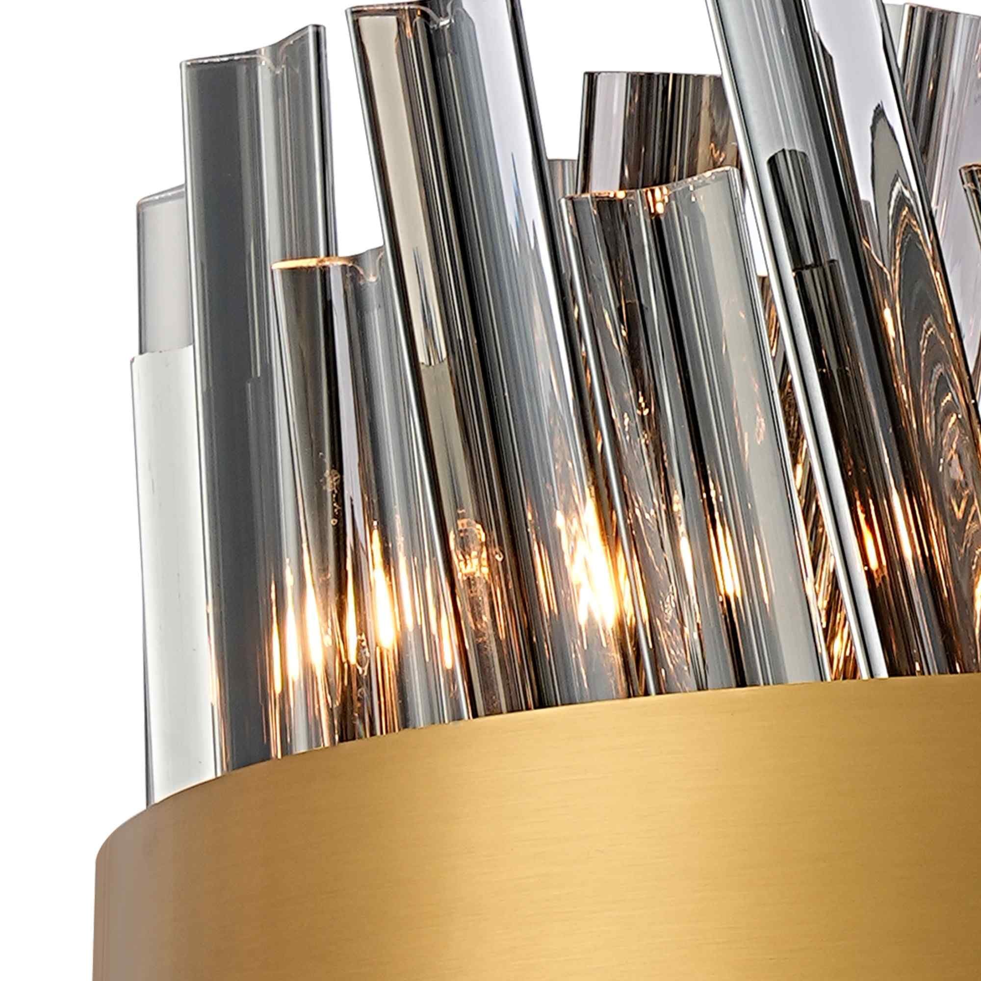 NL9498BR/SM9 Kaffer 10 Light Round Pendant Brass Smoke