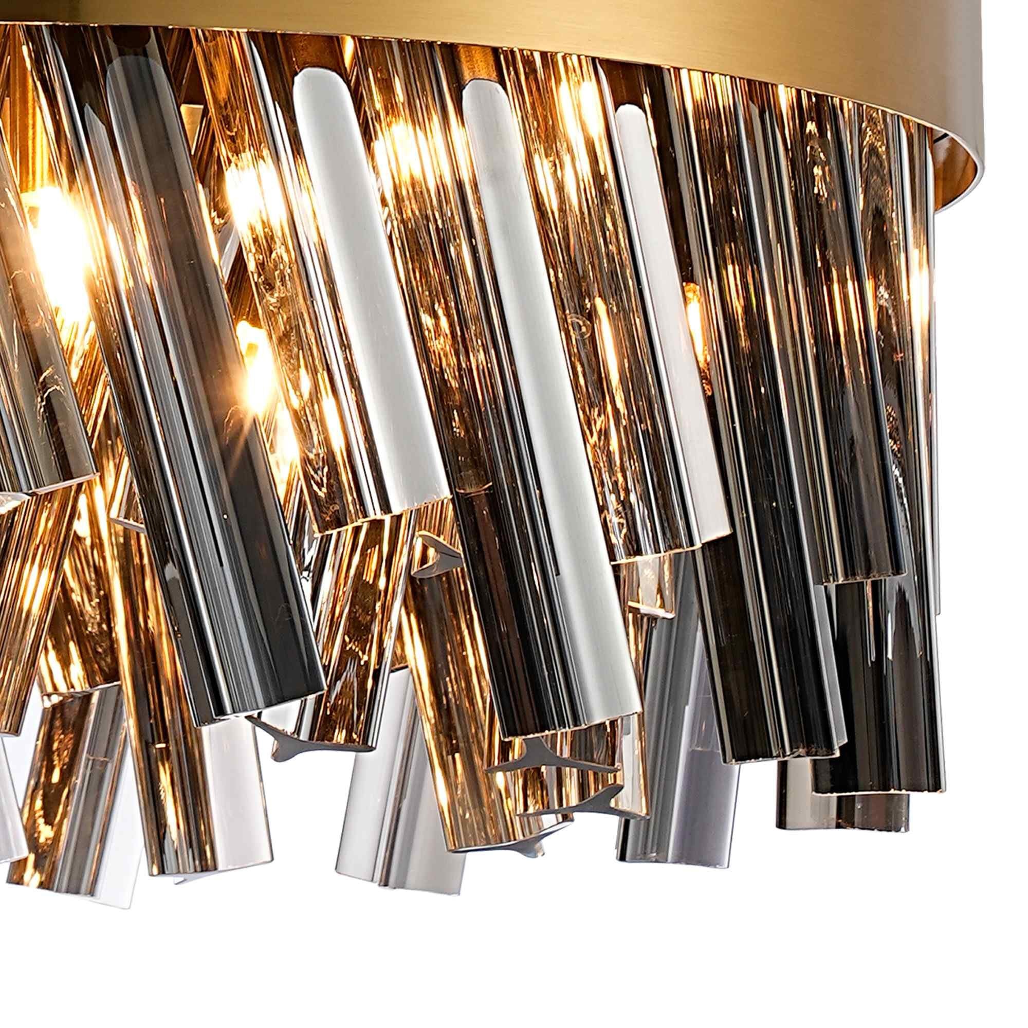 NL9498BR/SM9 Kaffer 10 Light Round Pendant Brass Smoke