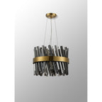 NL9498BR/SM9 Kaffer 10 Light Round Pendant Brass Smoke