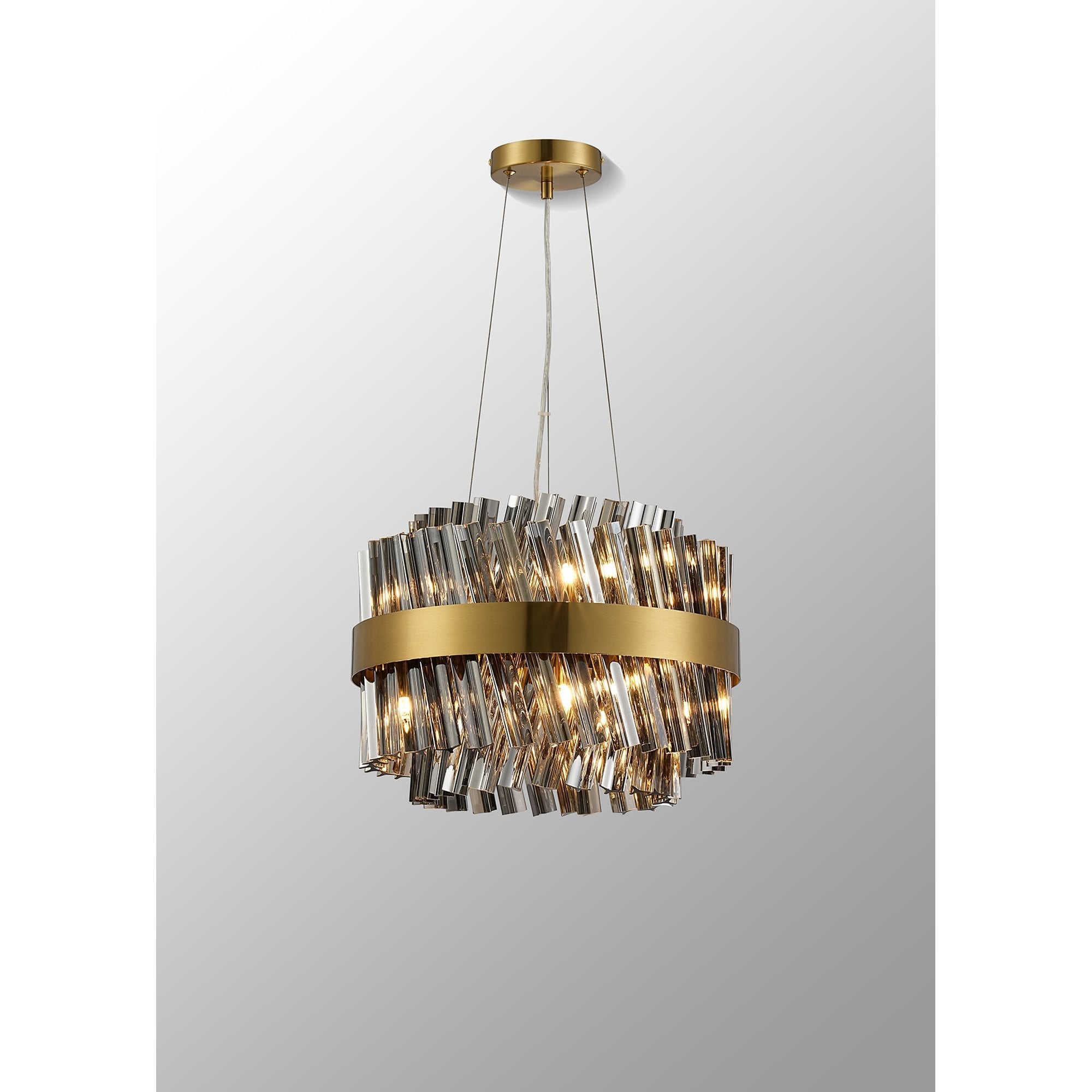 NL9498BR/SM9 Kaffer 10 Light Round Pendant Brass Smoke