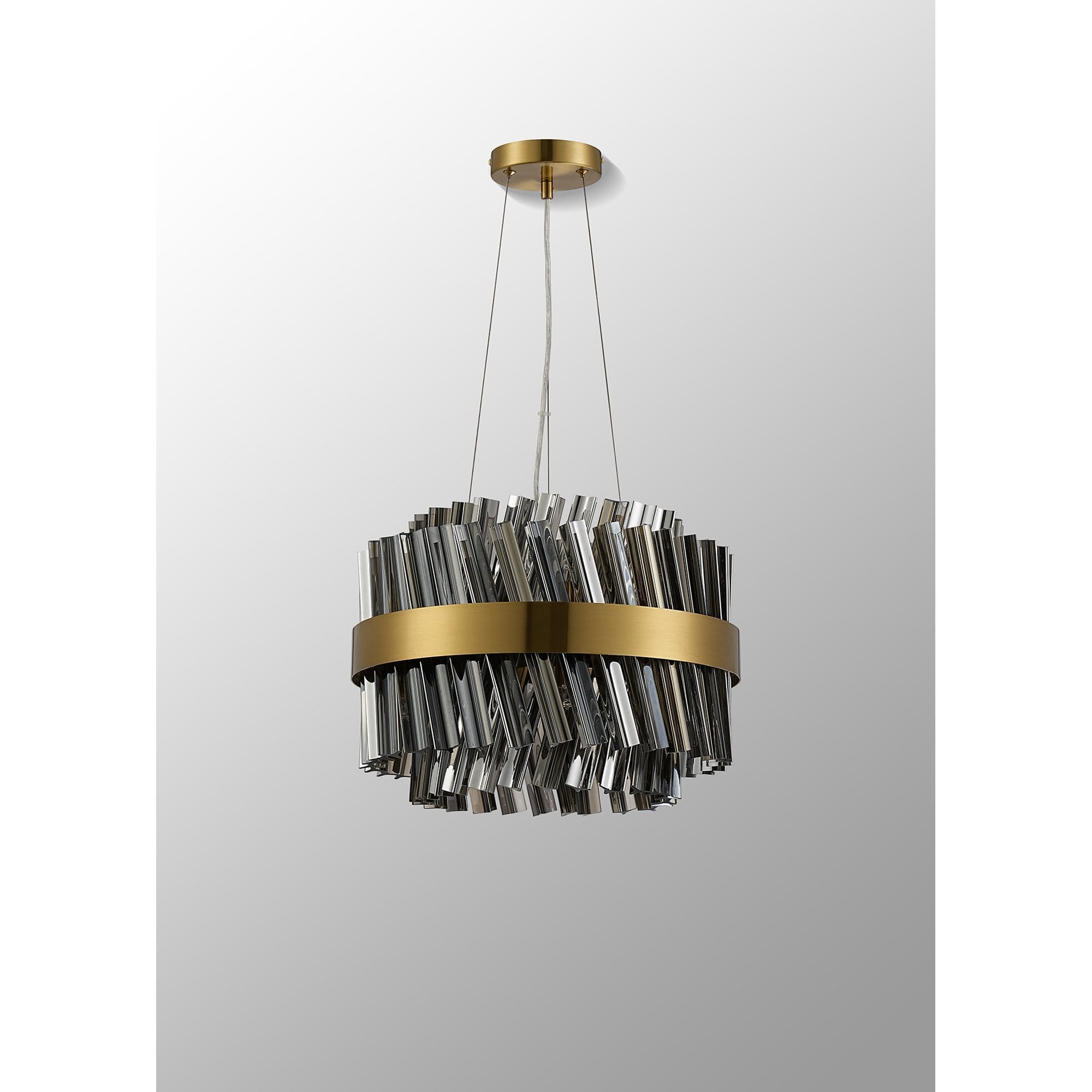 NL9498BR/SM9 Kaffer 10 Light Round Pendant Brass Smoke