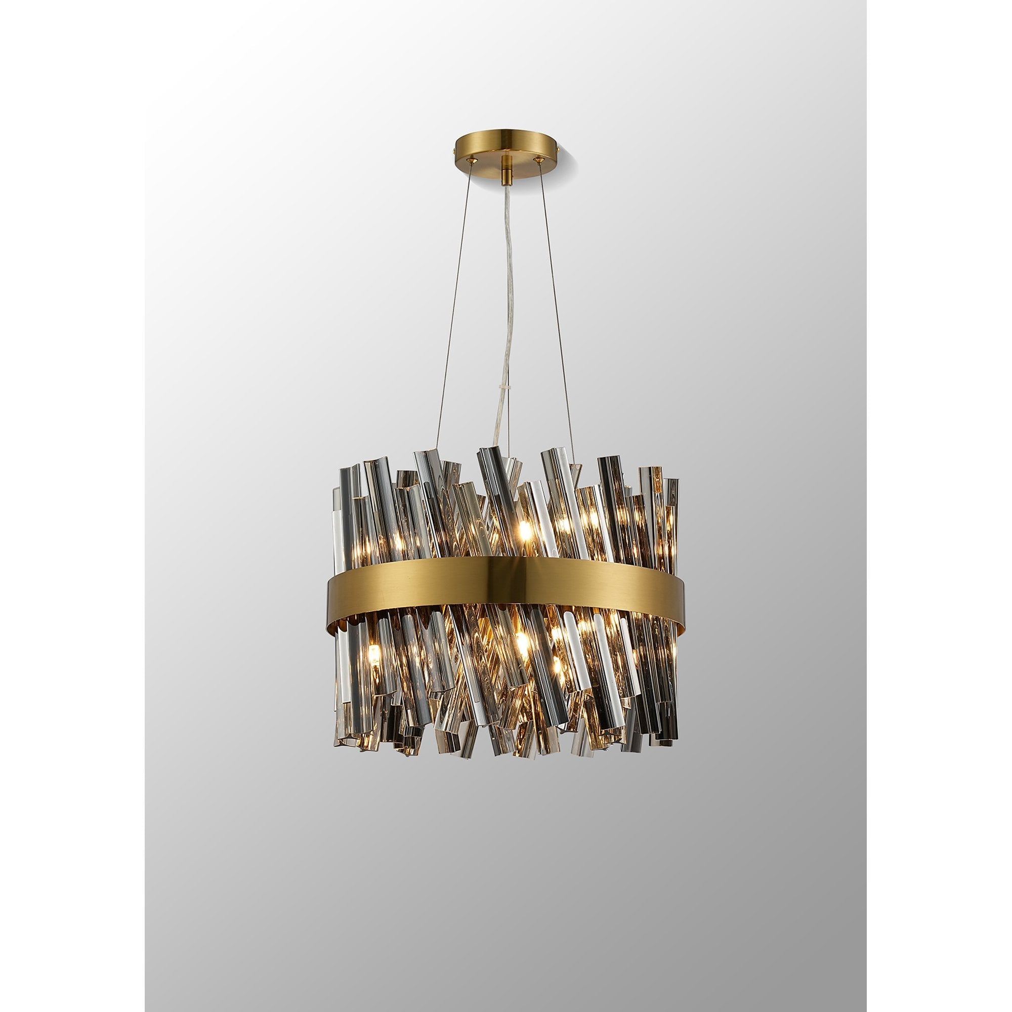 NL9498BR/SM9 Kaffer 10 Light Round Pendant Brass Smoke
