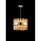 NL9498PN/AM9 Kaffer 10 Light Round Pendant Polished Nickel Amber