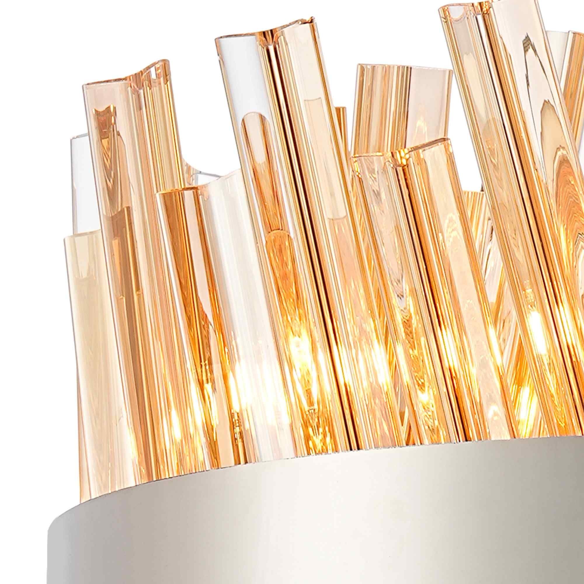 NL9498PN/AM9 Kaffer 10 Light Round Pendant Polished Nickel Amber
