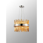 NL9498PN/AM9 Kaffer 10 Light Round Pendant Polished Nickel Amber