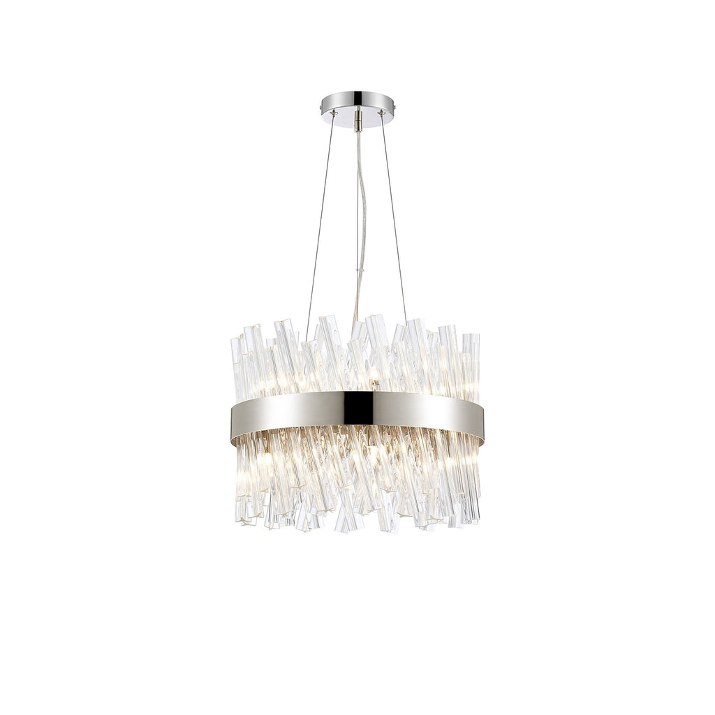 NL9498PN/CL9 Kaffer 10 Light Round Pendant Polished Nickel Clear