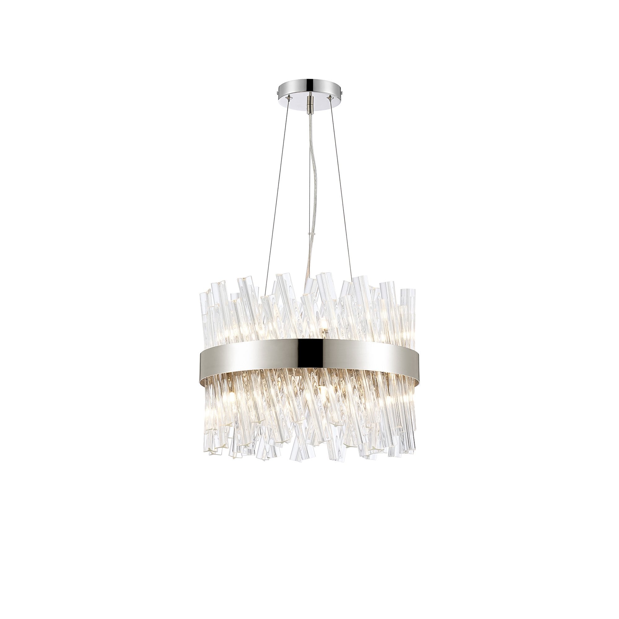 NL9498PN/CL9 Kaffer 10 Light Round Pendant Polished Nickel Clear