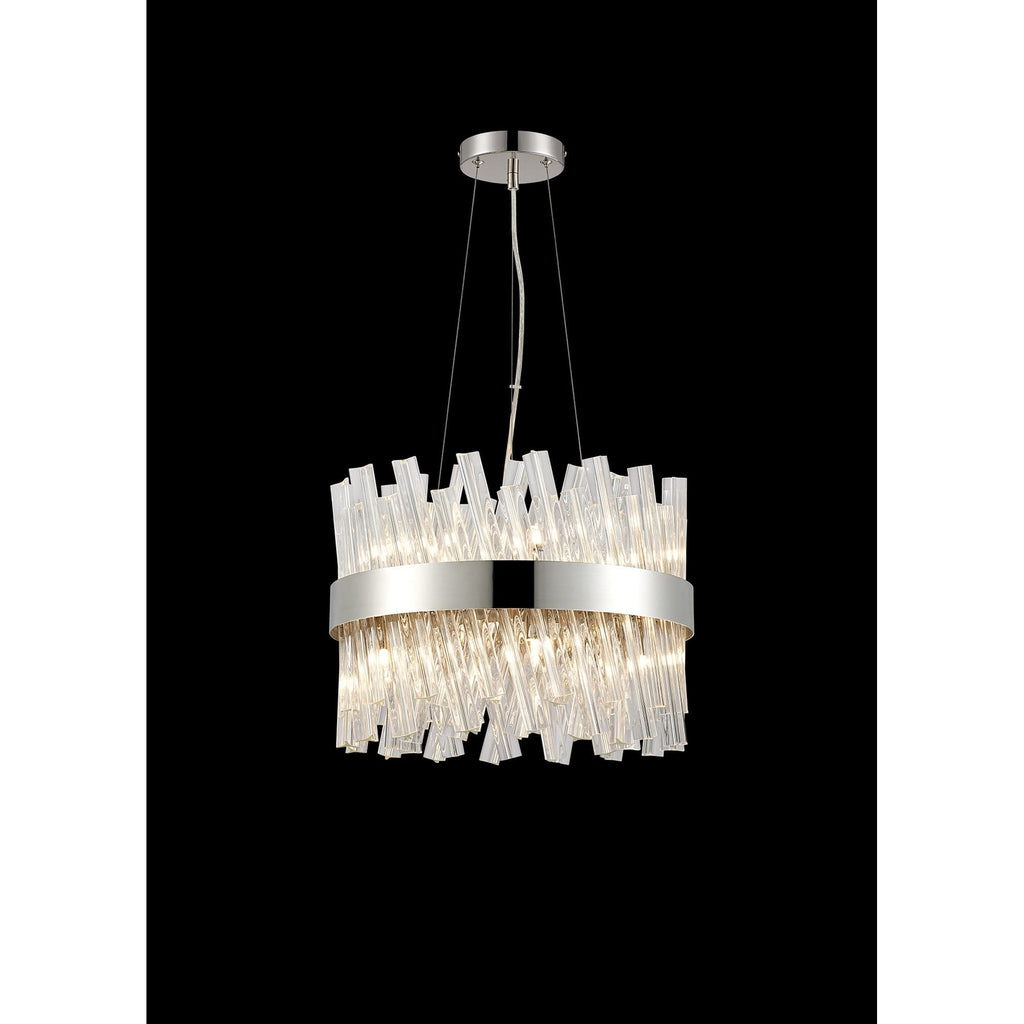 NL9498PN/CL9 Kaffer 10 Light Round Pendant Polished Nickel Clear