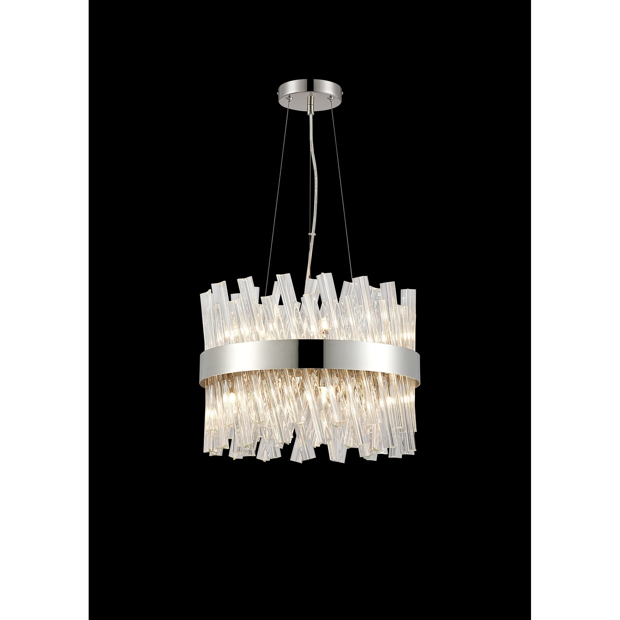 NL9498PN/CL9 Kaffer 10 Light Round Pendant Polished Nickel Clear