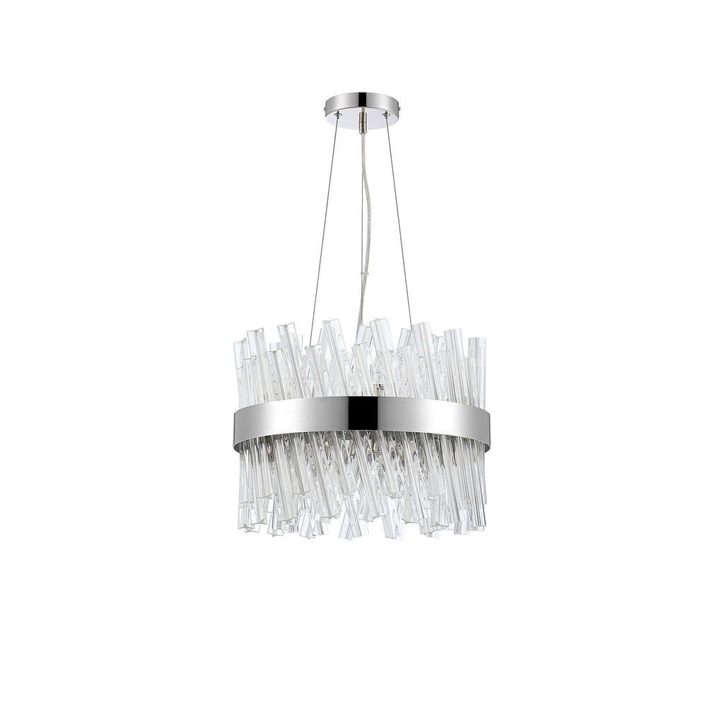 NL9498PN/CL9 Kaffer 10 Light Round Pendant Polished Nickel Clear
