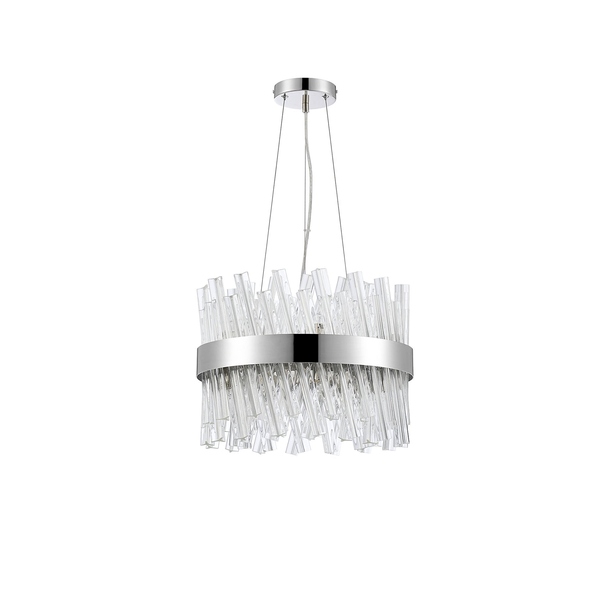 NL9498PN/CL9 Kaffer 10 Light Round Pendant Polished Nickel Clear