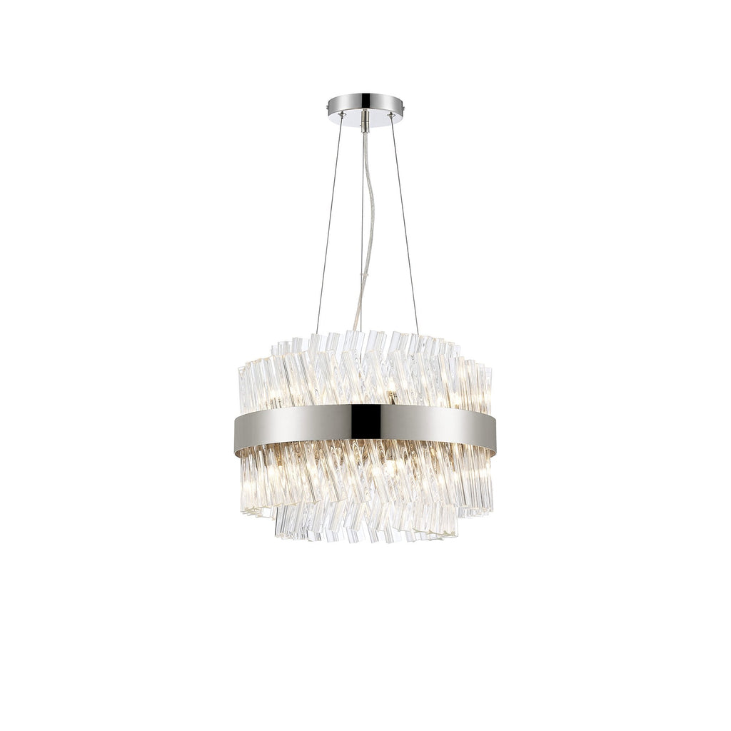 NL9498PN/CL9 Kaffer 10 Light Round Pendant Polished Nickel Clear