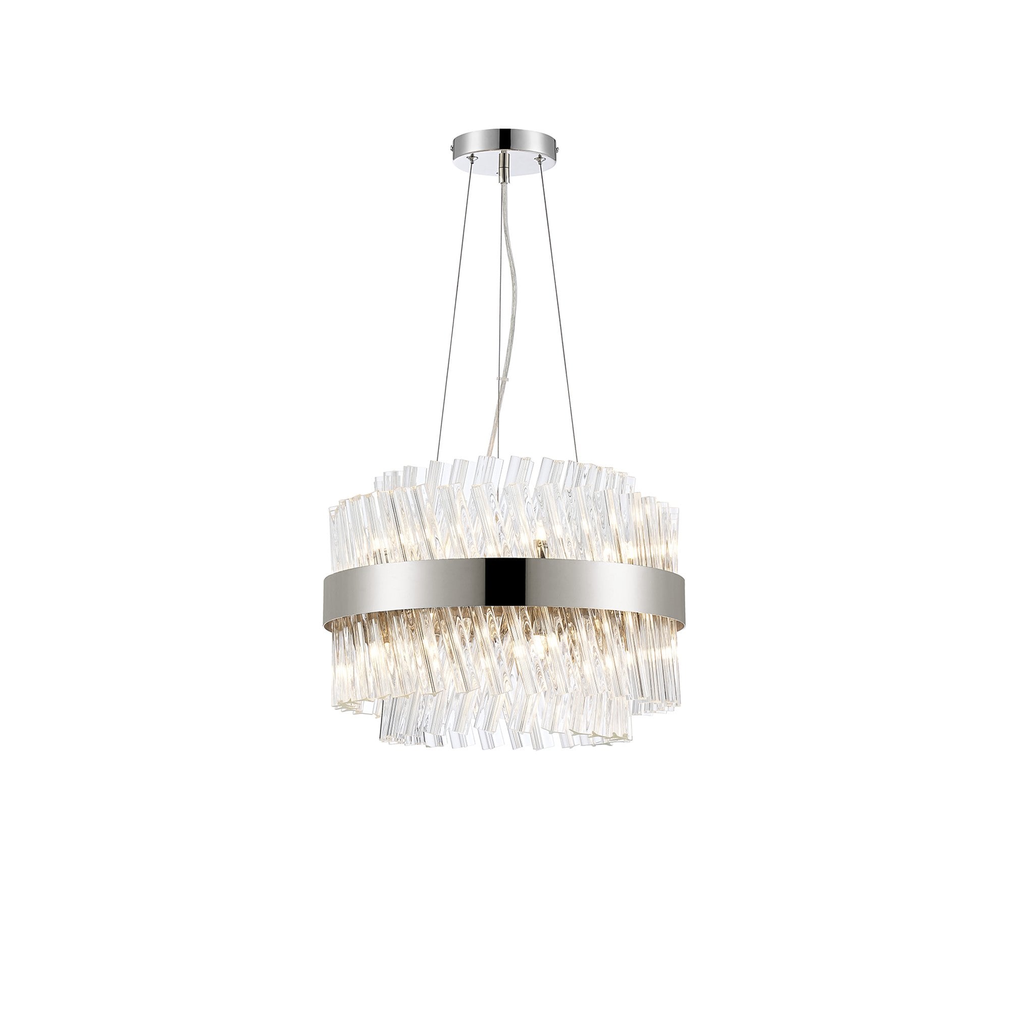 NL9498PN/CL9 Kaffer 10 Light Round Pendant Polished Nickel Clear