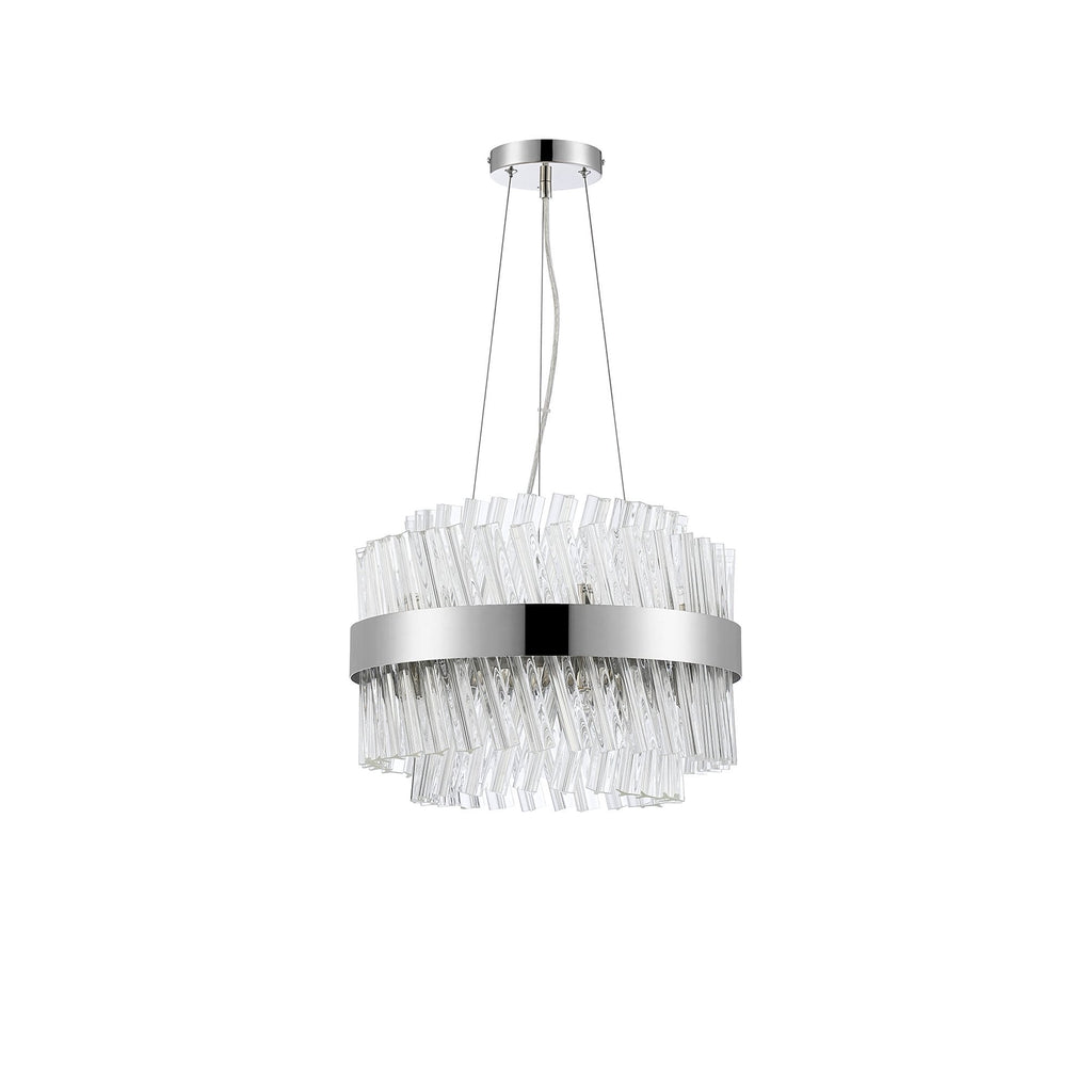 NL9498PN/CL9 Kaffer 10 Light Round Pendant Polished Nickel Clear