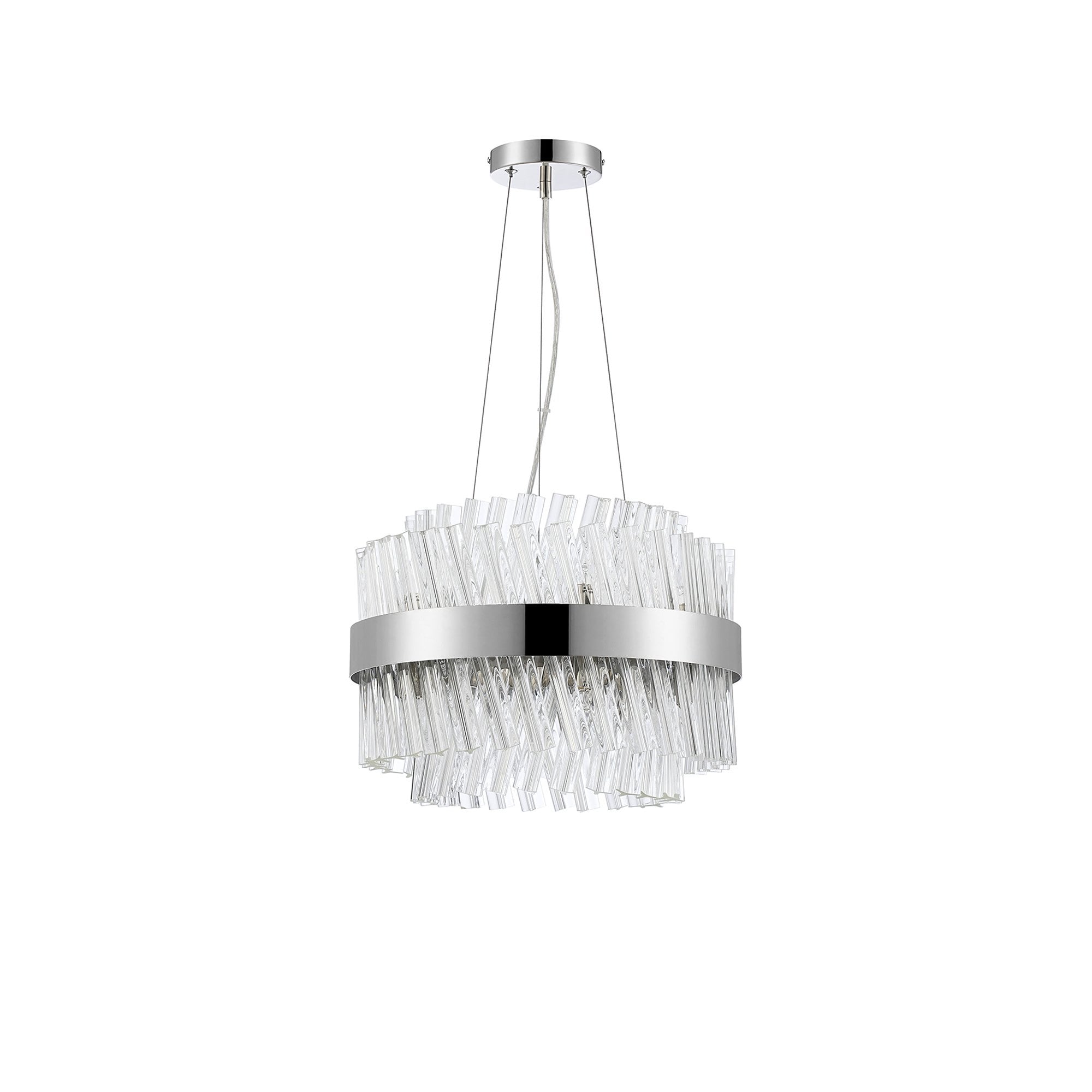 NL9498PN/CL9 Kaffer 10 Light Round Pendant Polished Nickel Clear