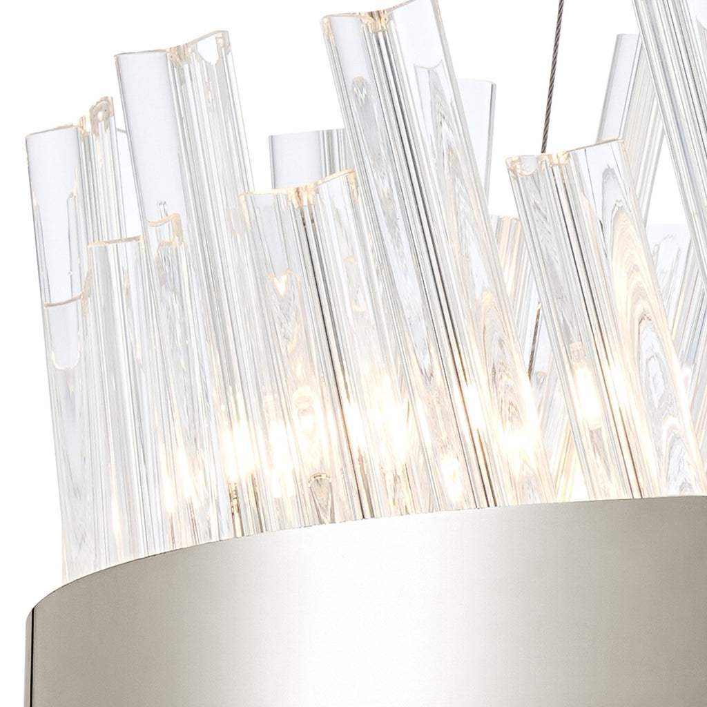 NL9498PN/CL9 Kaffer 10 Light Round Pendant Polished Nickel Clear