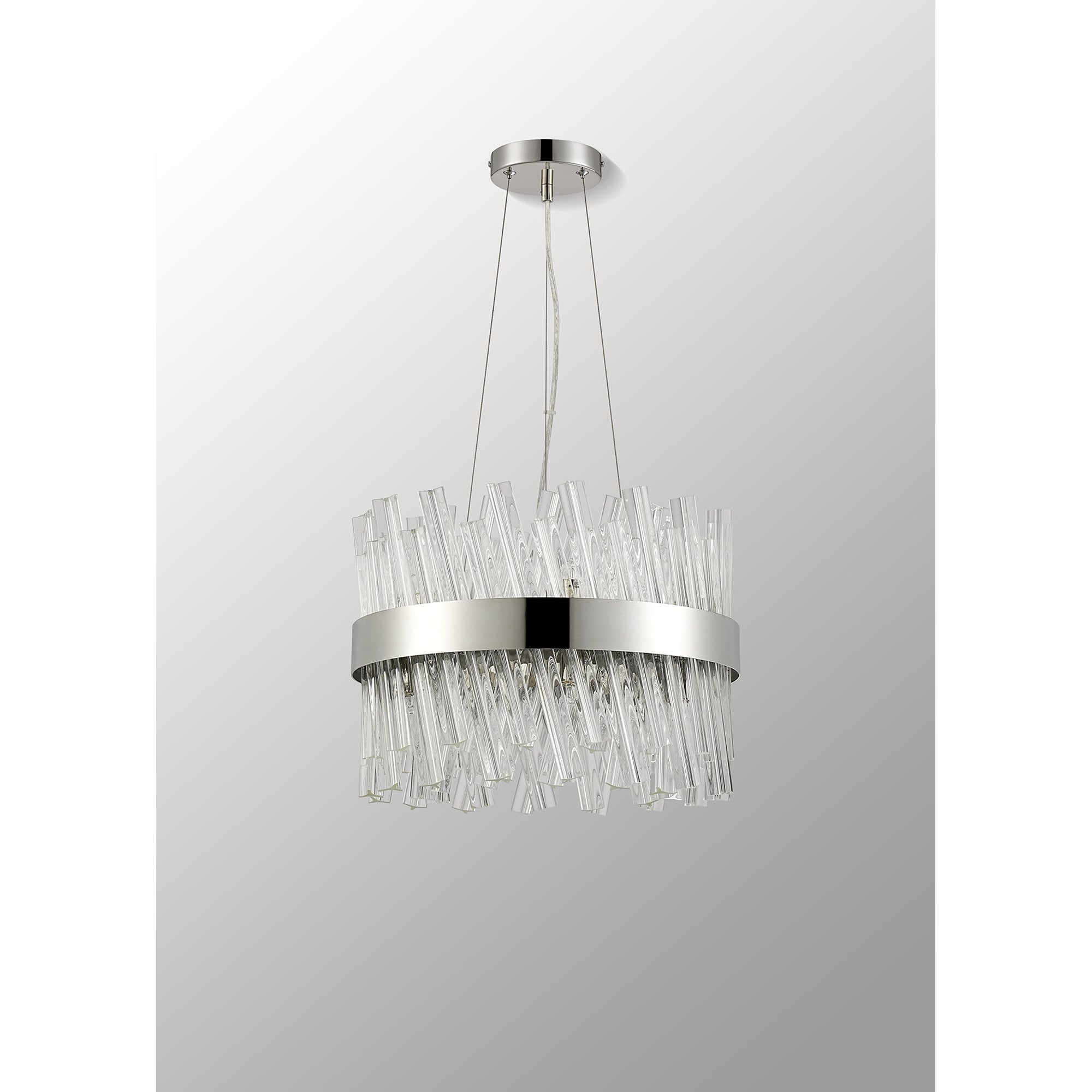 NL9498PN/CL9 Kaffer 10 Light Round Pendant Polished Nickel Clear