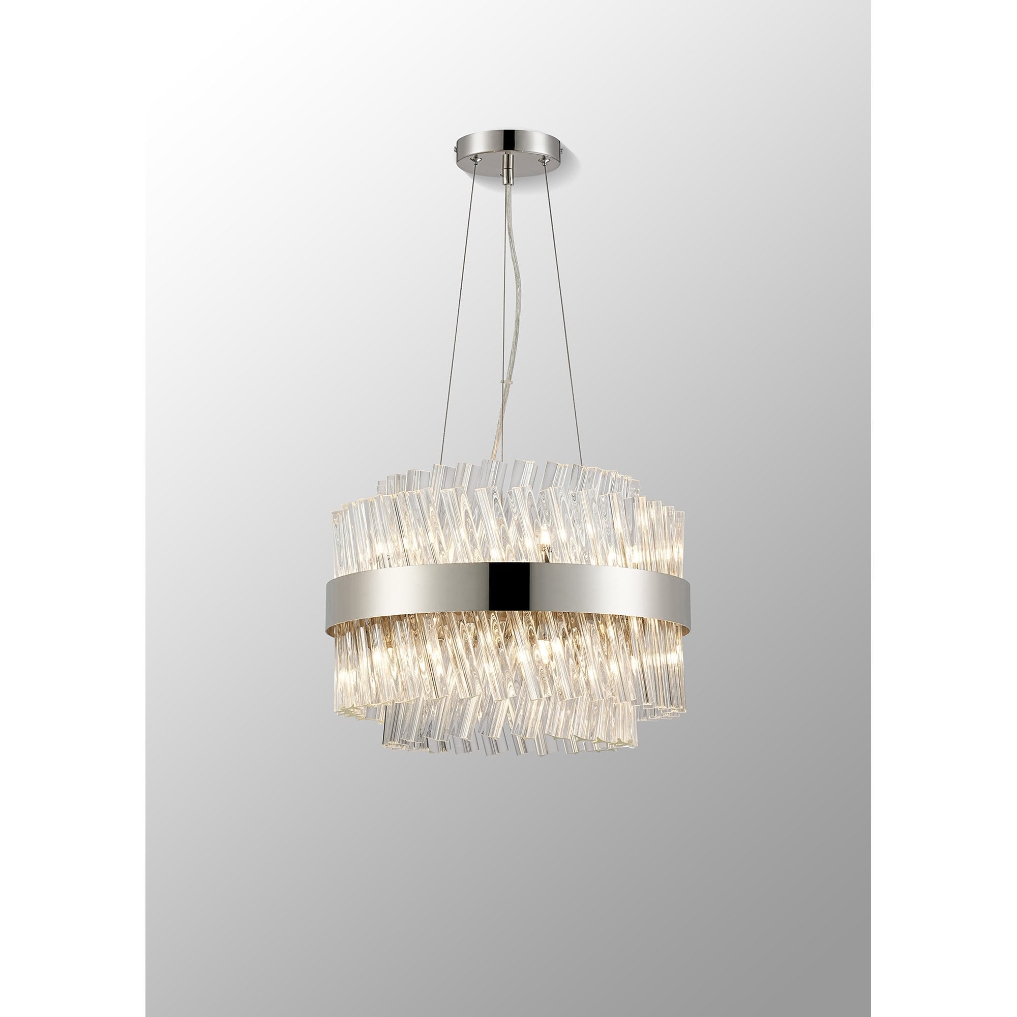 NL9498PN/CL9 Kaffer 10 Light Round Pendant Polished Nickel Clear