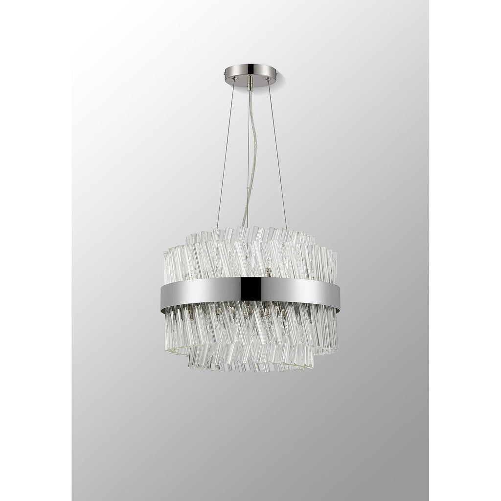 NL9498PN/CL9 Kaffer 10 Light Round Pendant Polished Nickel Clear