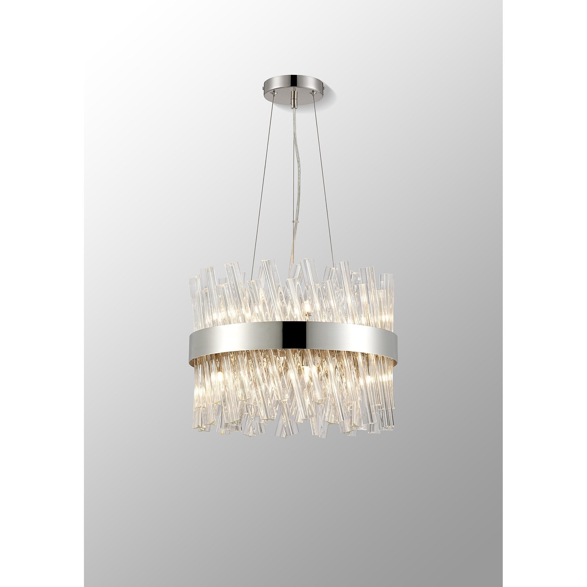 NL9498PN/CL9 Kaffer 10 Light Round Pendant Polished Nickel Clear