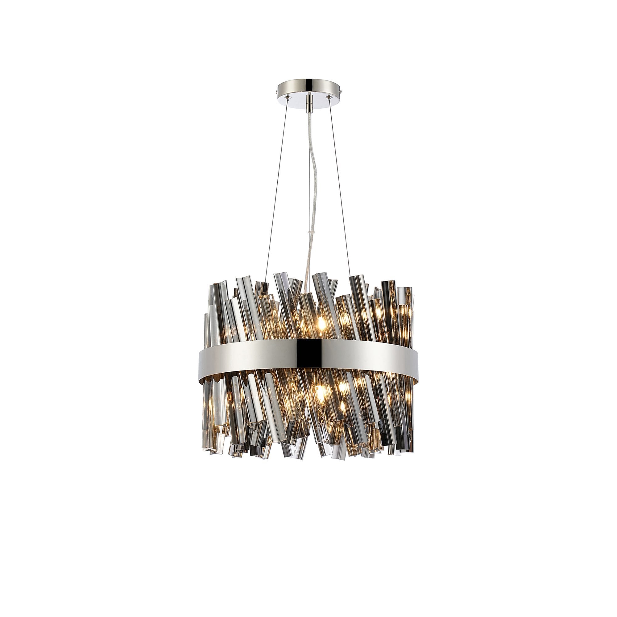 NL9498PN/SM9 Kaffer 10 Light Round Pendant Polished Nickel Smoke