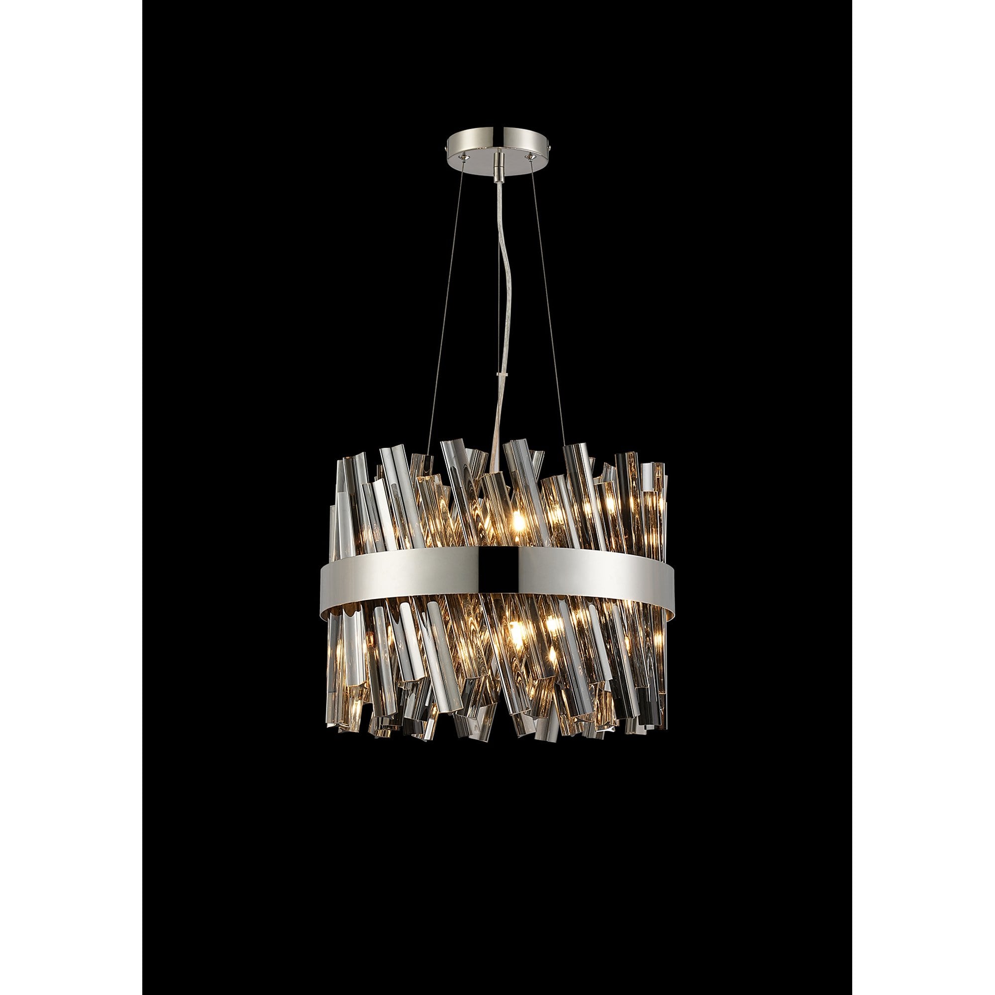 NL9498PN/SM9 Kaffer 10 Light Round Pendant Polished Nickel Smoke