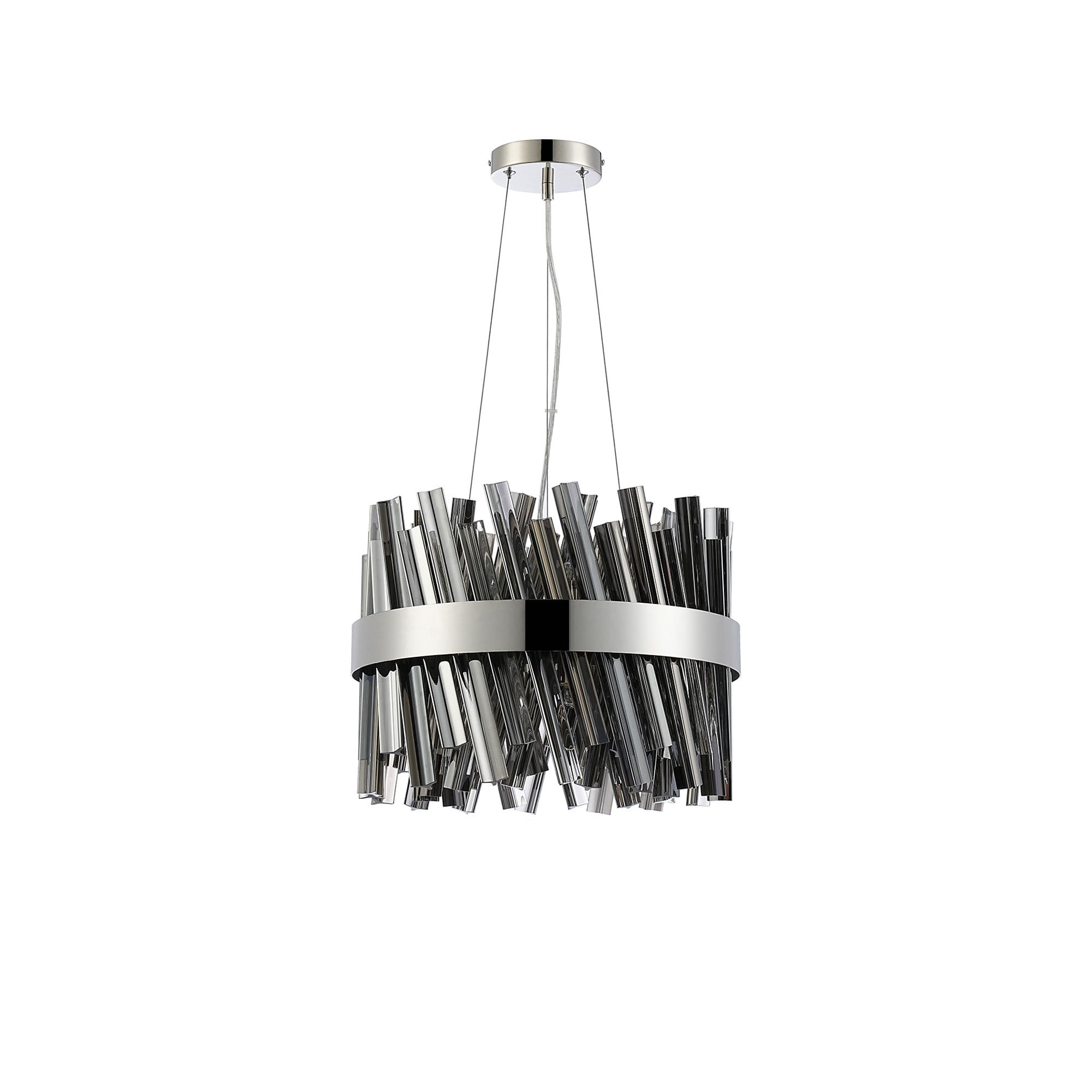 NL9498PN/SM9 Kaffer 10 Light Round Pendant Polished Nickel Smoke