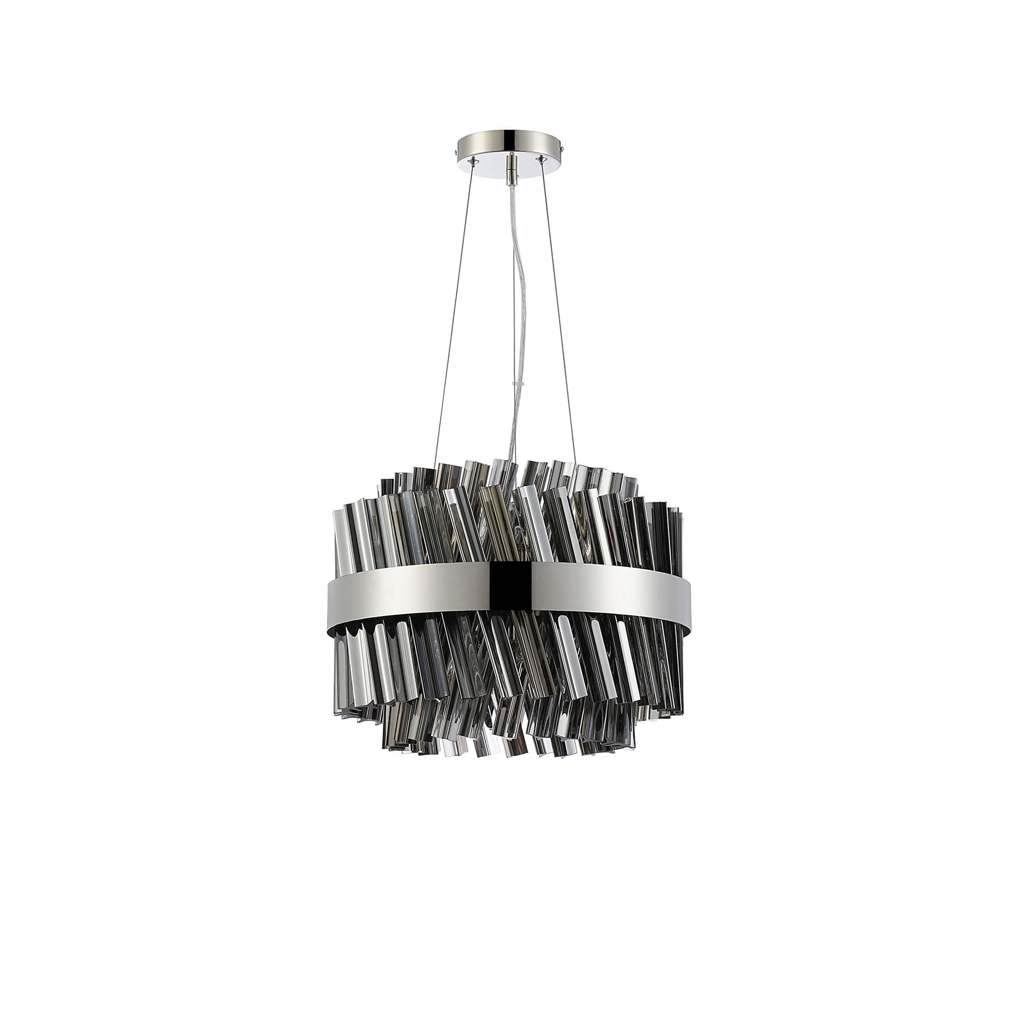 NL9498PN/SM9 Kaffer 10 Light Round Pendant Polished Nickel Smoke