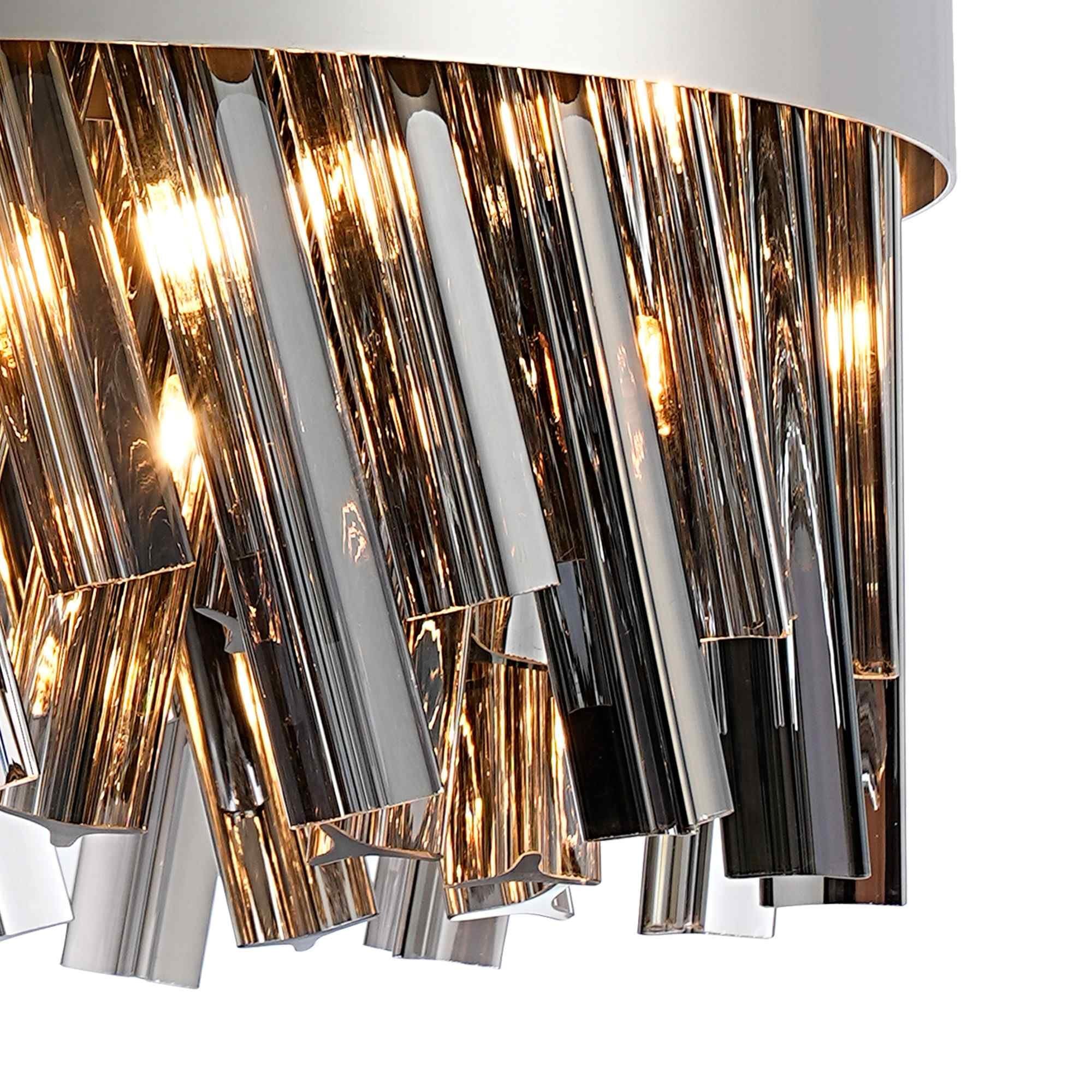 NL9498PN/SM9 Kaffer 10 Light Round Pendant Polished Nickel Smoke