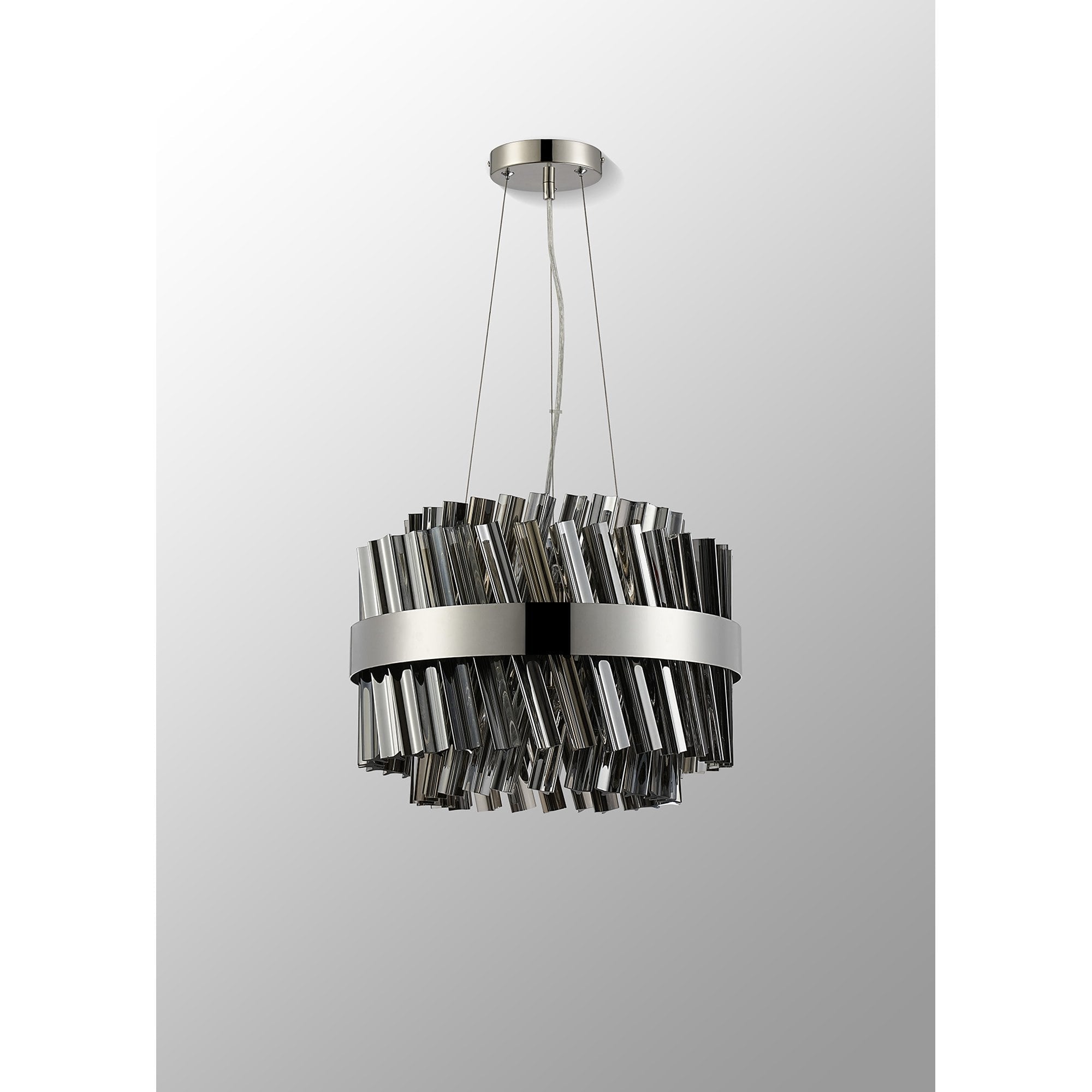NL9498PN/SM9 Kaffer 10 Light Round Pendant Polished Nickel Smoke
