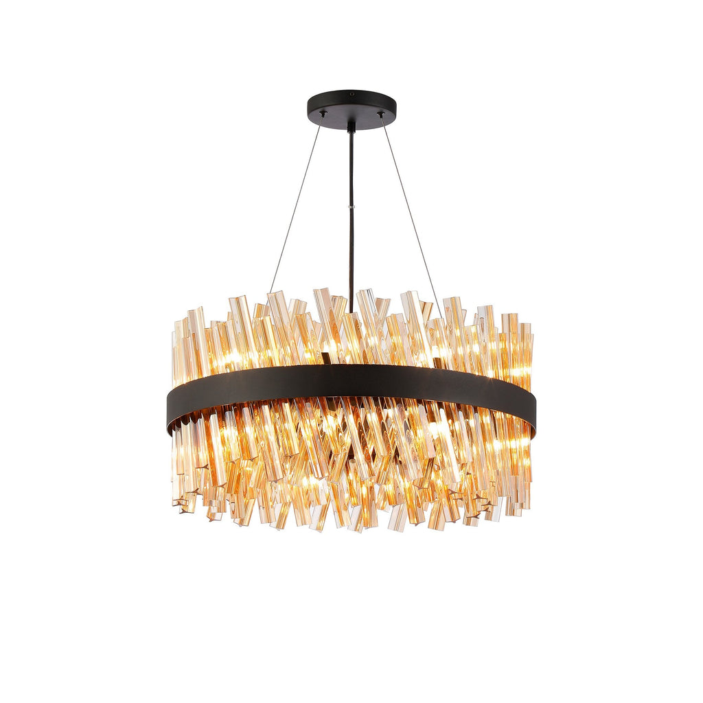 NL9500BL/AM9 Kaffer 18 Light Round Pendant Satin Black Amber