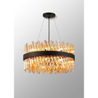 NL9500BL/AM9 Kaffer 18 Light Round Pendant Satin Black Amber