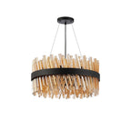 NL9500BL/AM9 Kaffer 18 Light Round Pendant Satin Black Amber