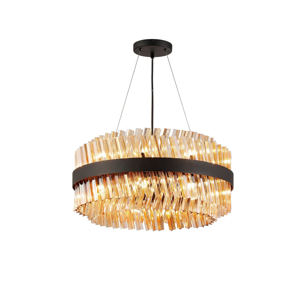 NL9500BL/AM9 Kaffer 18 Light Round Pendant Satin Black Amber