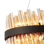 NL9500BL/AM9 Kaffer 18 Light Round Pendant Satin Black Amber